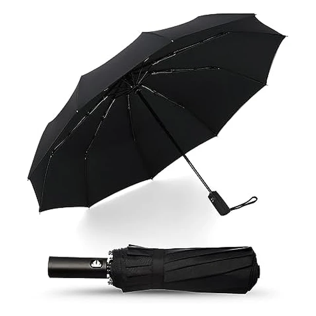 Lulizar 10 Rids Folding Umbrella - Windproof, Double Layer Fabric, Portable