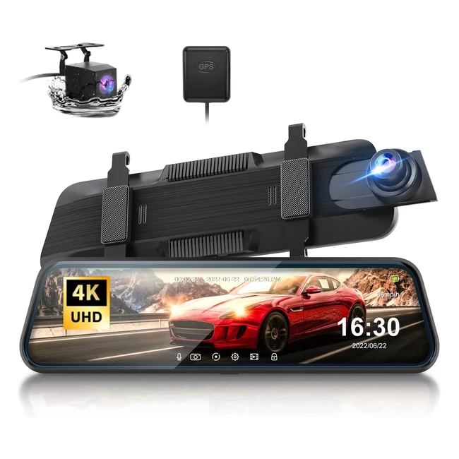 Dashcam Rétroviseur Thieye 4K - Caméra Voiture avec Vision Nocturne - Double Angle de 170° - GPS - Surveillance du Parking