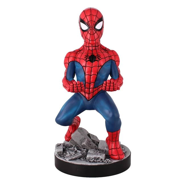 Figurine Gaming Marvel Spiderman - Support pour Manette ou Smartphone - Câble USB Inclus - 20 cm