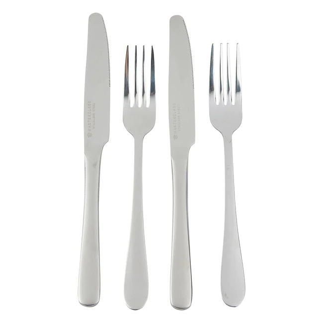 Masterclass Knife and Fork Dinner Set - Stainless Steel - 4 Piece - 2x Knives and 2x Forks