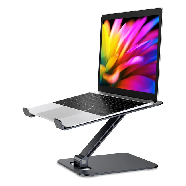 Babacom Laptopständer, höhenverstellbar, faltbar, aus Aluminiumlegierung, ergonomisch, belüftet, kompatibel mit MacBook Air Pro Samsung, für alle Laptops 10-16 Zoll, schwarz