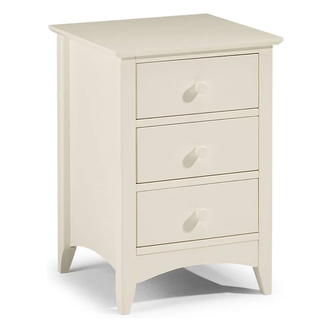 Julian Bowen Cameo 3 Drawer Bedside - Stone White | Height 63cm | Width 44cm | Depth 43cm