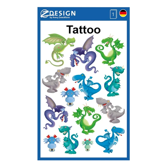 Tatuaggi temporanei per bambini - Drago colorato - Avery Zweckform