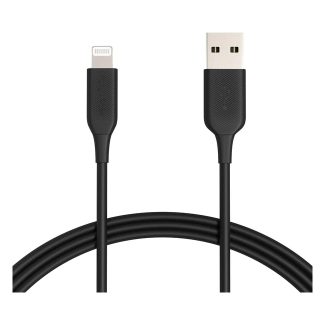 Amazon Basics Verbindungskabel Lightning auf USB-A Kabel, MFi-zertifiziertes iPhone-Ladegerät, Schwarz, 1,8 m, 2 Stück