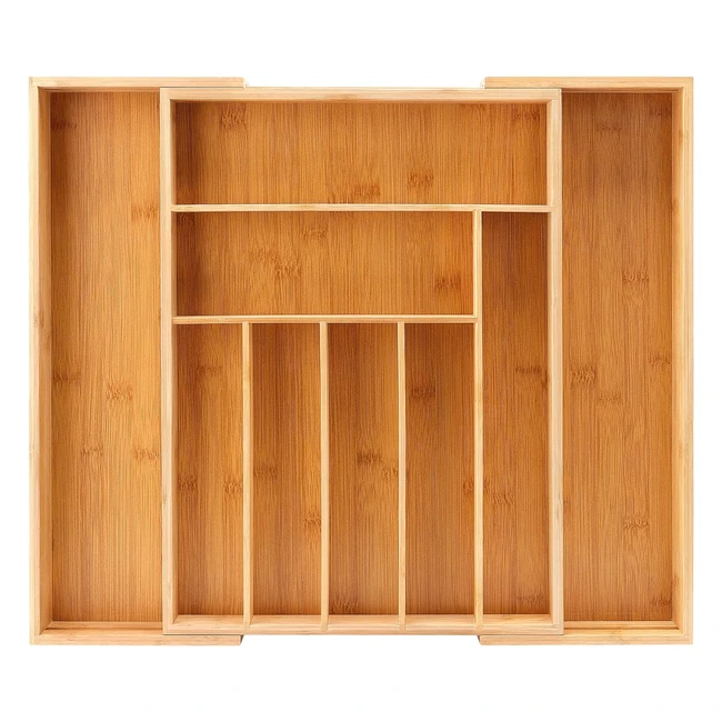 Organizador de cubiertos de bambú extensible - 7 a 9 compartimentos