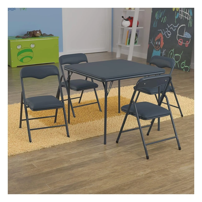 Flash Furniture Kids Game Table Set Vinyl Navy - Strong  Durable - Ideal for Le