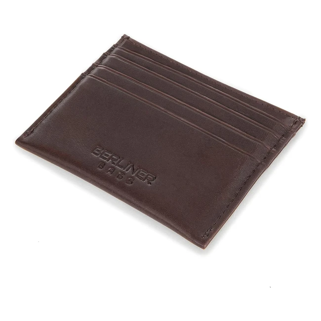 Portefeuille mince en cuir Berliner Bags avec protection RFID - Marron foncé