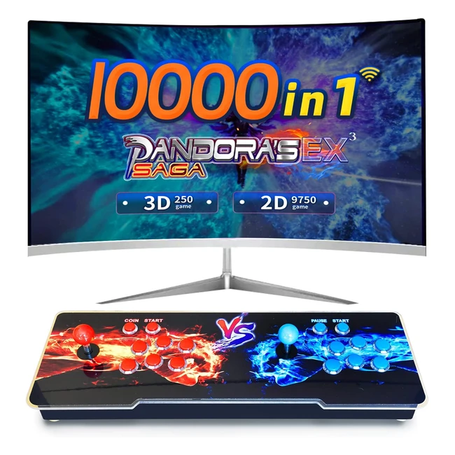 Console Pandora Box WiFi avec plus de 10000 jeux - Jeux 3D d'arcade et rétro intégrés - Boutique de jeux téléchargeables - Pour ordinateur TV PS3 HDMI VGA USB