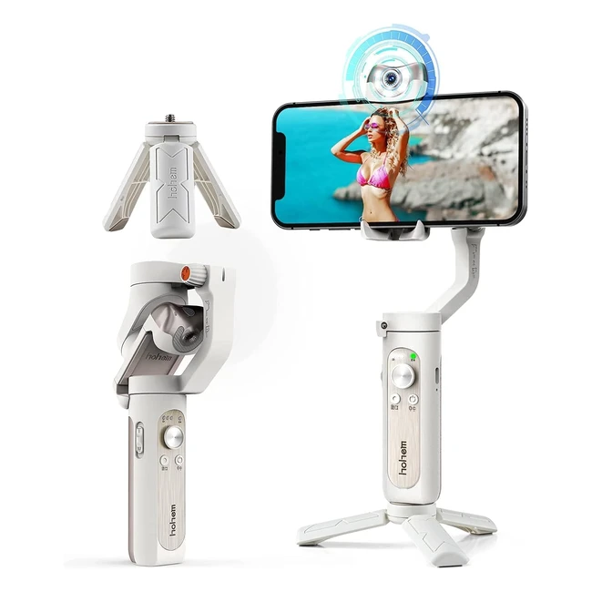 Hohem iSteady V2 Smartphone Gimbal Stabilizer - AI Face Tracking, Gesture Control, Foldable - White