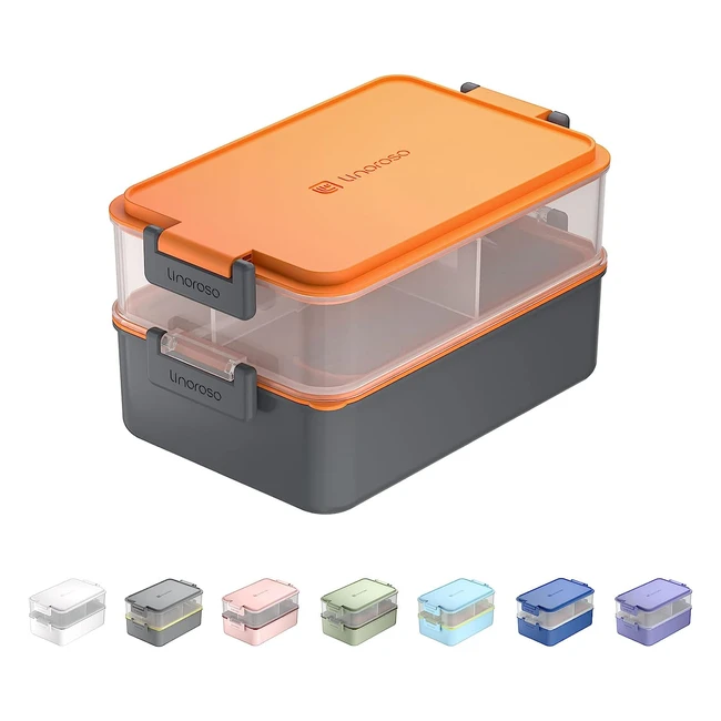 Boîte à lunch empilable Linoroso Bento Box pour adultes - Répondez à tous vos besoins en matière de nourriture - Orange
