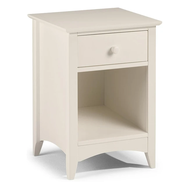 Julian Bowen Cameo 1 Drawer Bedside - Stone White - Great Storage Space - Solid Pine Frames