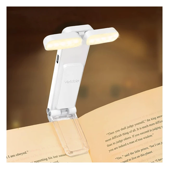 Vekkia 10 LED USB Ricaricabile - Luce Libro per Lettura a Letto - Clip-on Portatile - 3 Colori e 5 Luminosità - Perfetta per Gli Amanti dei Libri