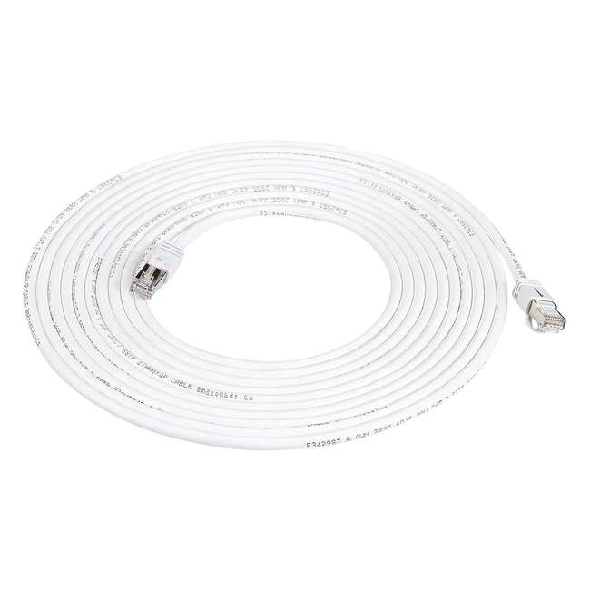 Amazon Basics Cat 7 Highspeed Gigabit Ethernet Patch Internet Cable - White - 20ft/6m - 1 Pack