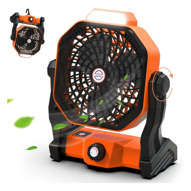 Sendowtek Portable Camping Fan with LED Lantern - Quiet, Rechargeable, Stepless Speed - Ideal for Office, Home, and Travel