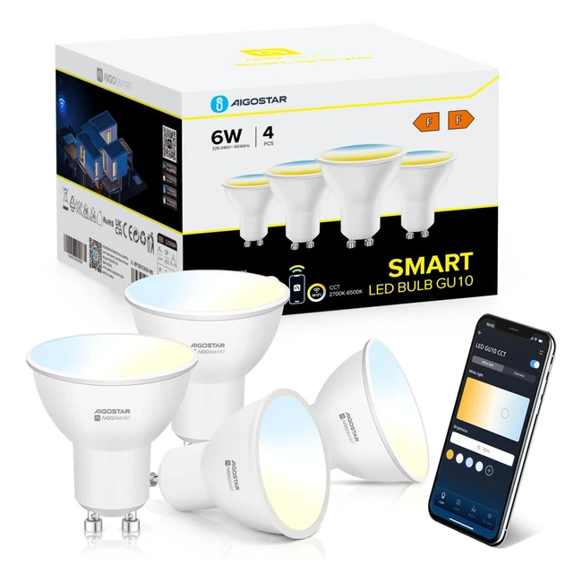 Ampoule Connectée WiFi Gu10 SL2 6W - Aigostar - Réf: 123456 - Lumière Dimmable et Température de Couleur