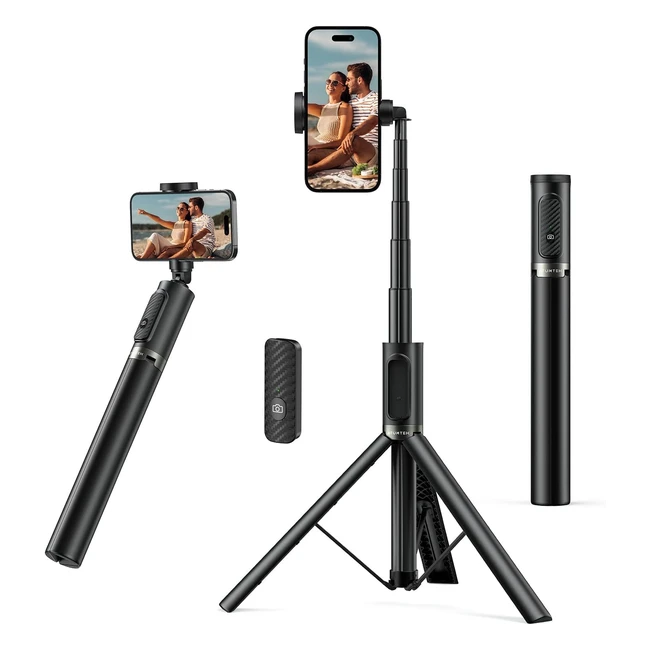 Atumtek Perche Selfie 140cm/55 pouces Trépied Smartphone avec Télécommande Bluetooth Rechargeable - Selfie Stick Tripod en Aluminium Extensible Compatible avec Téléphones iPhone Samsung et Android