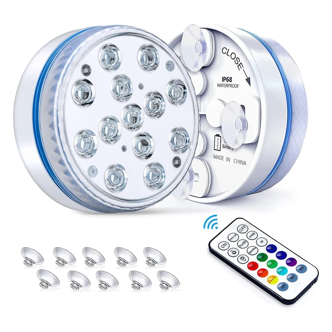 Pecosso Submersible LED Lights - Waterproof Pond Lights with 13 LED Beads - Bright Spa Light