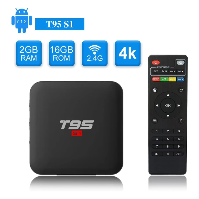 T95 S1 Android TV Box - 4K HD Ultra HD - Quad Core - 2GB/16GB - WiFi - Ethernet