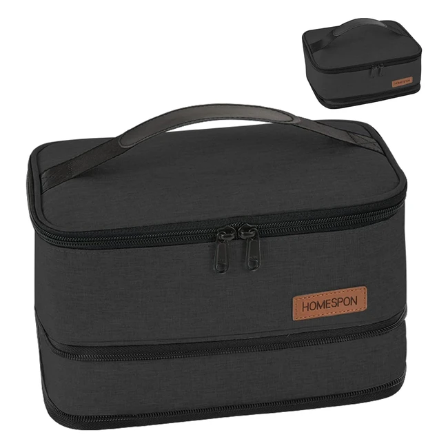 Homespon Expandable Lunch Bag for Men Women Kids - Insulated Lunch Box Holder - Picnics Work School - Black