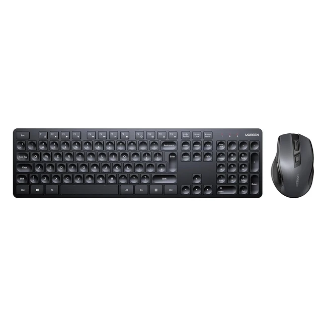 UGreen Wireless Keyboard and Mouse Set - Nano 2.4G USB Receiver - Ergonomic Mouse - 4000 DPI - Windows/Mac/Linux/Android Compatible