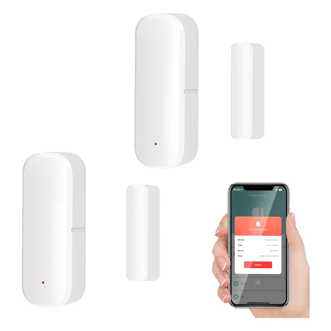 Capteur intelligent de porte WiFi - Alarme détecteur de fenêtre de porte sans fil - Sécurité maison - Compatible Alexa/Google Home