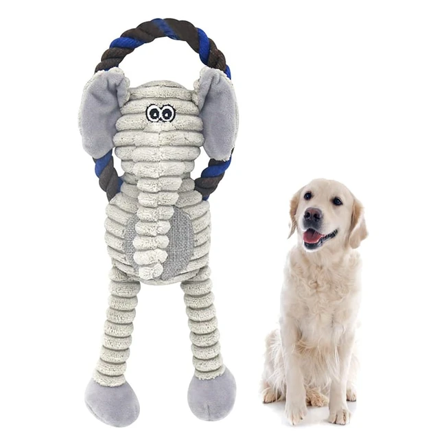 Squeaky Dog Toys for Large Dogs - Elephant Plush Rope Toy - Durable and Fun - 33