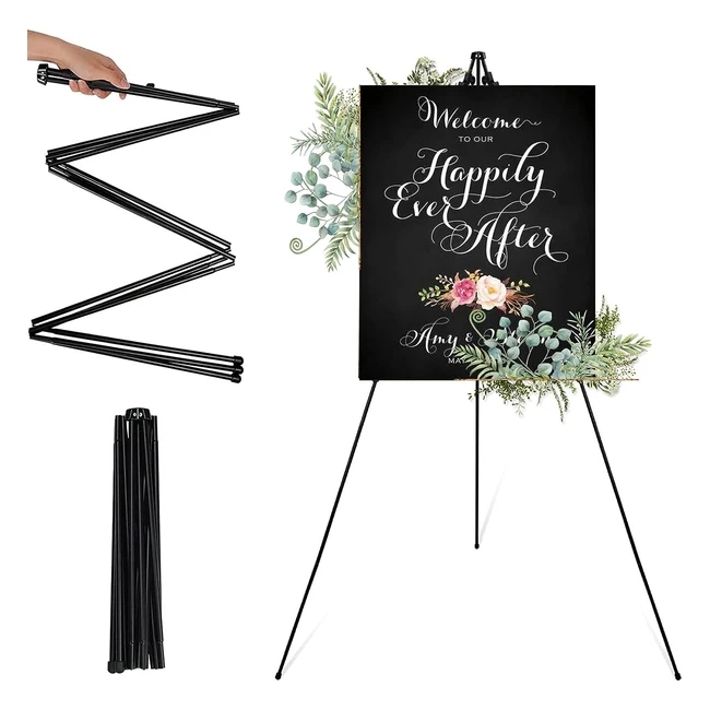 Foldable Portable Easel Stand for Wedding 168cm High Easy to Fold  Adjust Bl