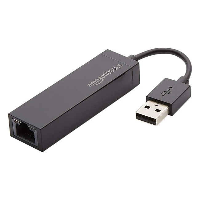 Amazon Basics Ethernet LAN Netzwerkadapter USB 2.0 10/100 Mbps - Schnelle Verbindung für Computer und Laptop