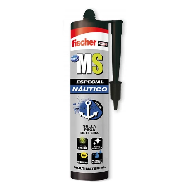 Sellante Adhesivo Polímero Silicona Negra Fischer MS Náutico 290ml