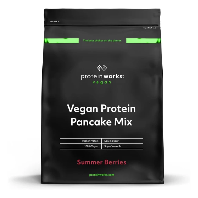 Tortitas Veganas Proteicas The Protein Works - Alto en Proteínas - 4 Tipos de Proteínas Vegetales - Bajo en Azúcar - Frutas del Bosque - 1000g