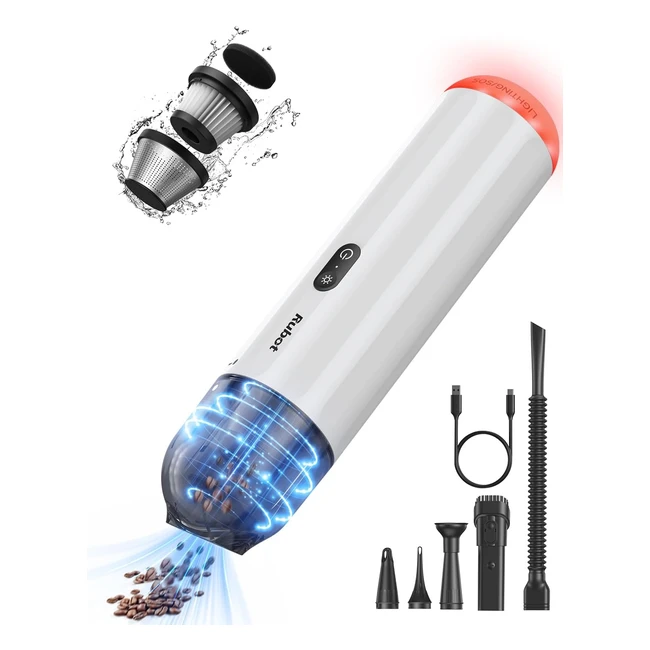 Rubot Handheld Vacuum Car Vacuum Cleaner - 13kpa120w High Power - Mini Hand Held Vacuum - Cordless - Rechargeable - Car Hoover - P15White