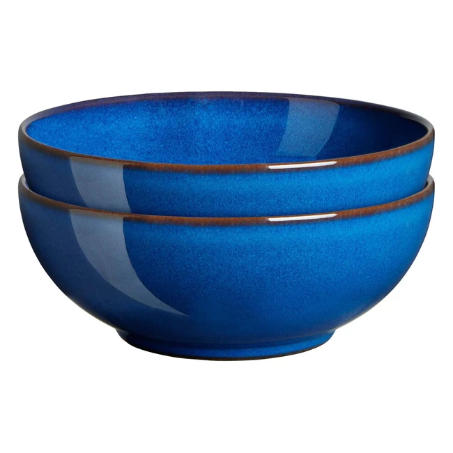 Denby 1048827 Imperial Blue 2 Piece Coupe Cereal Bowl Set - High Quality Dishwa