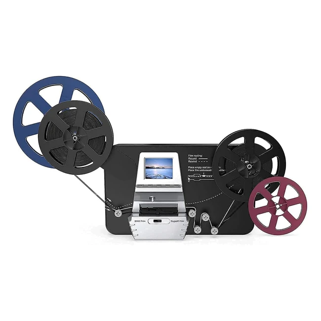 Scanner de film Super 88mm - Convertisseur film en numérique - Film en rouleau 3 5 7 et 9 - Vidéo numériseur avec écran LCD 24'' 1080p et carte mémoire SD 32 Go