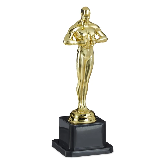 Trofeo Soporte Cuadrado Corona de Ganador Hollywood Regalo 18 cm Dorado