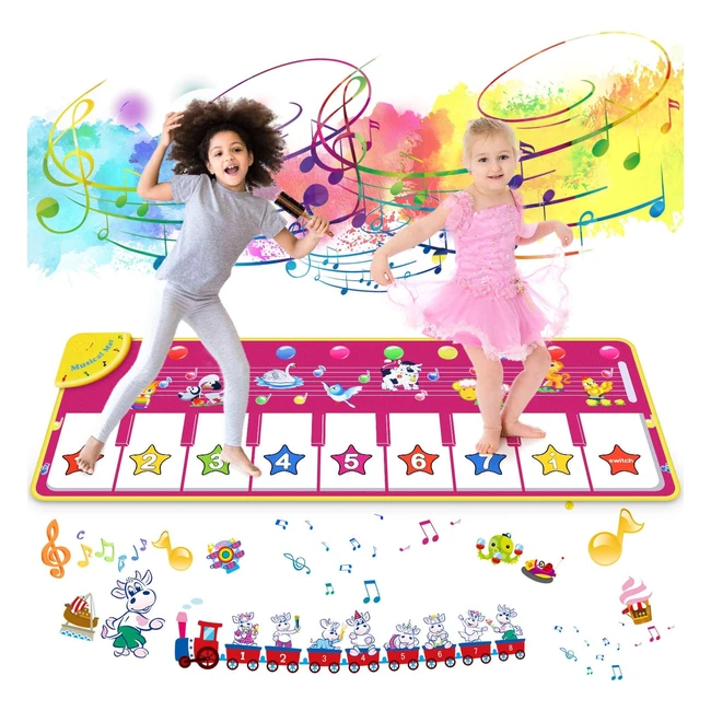 Alfombra de Piano Musical para Niños - Joylink - 8 Teclas y 8 Sonidos de Animales - 100x36cm - Púrpura