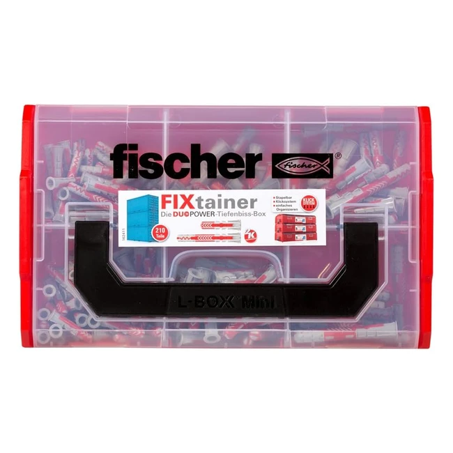 Fischer Fixtainer Duoline Elektrobox - Praktisches Klicksystem - Variable Facheinteilung - Hochwertiger Nachfüllbarer Fixtainer
