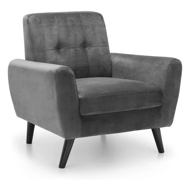 Julian Bowen Monza Chair - Dark Grey  Comfortable Velvet Fabric  Retro Scandin
