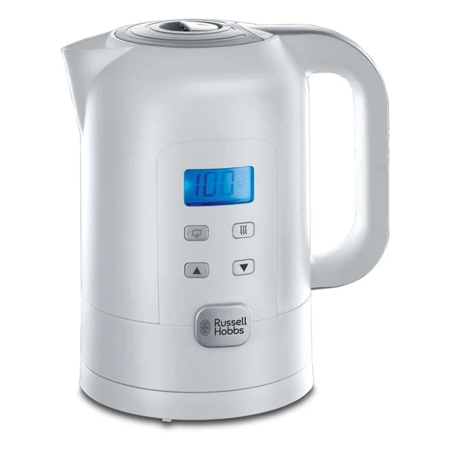 Bouilloire électrique Russell Hobbs, contrôle digital, température précise, 17L, 2200W, écran LCD, idéale pour thé et aliments pour bébé, verrouillable