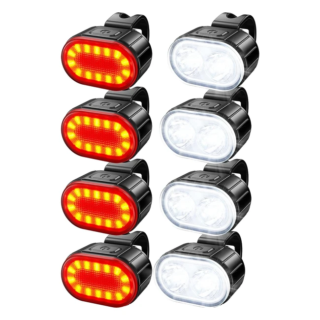 Ultra Bright Bike Lights Set USB Rechargeable - 46 Modes