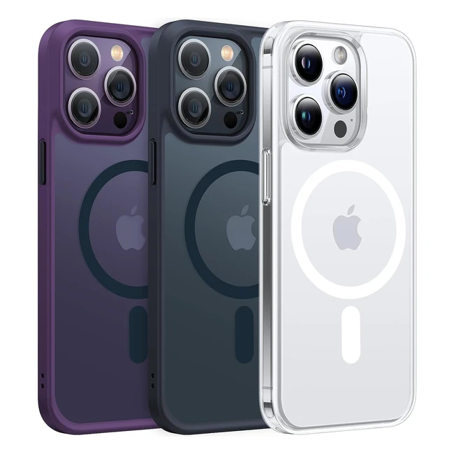 Torras iPhone 14 Pro Case - Magsafe zertifizierter Schutz - Magnetische Kraft - Stoßfest - Kratzfest - Elegant - Matt Transparent