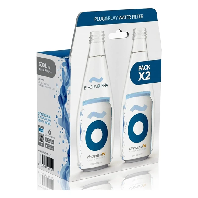 Pack x2 Lata Filtrante Dropson - Filtro de Agua para Grifo - 600 Litros de Agua Filtrada - Monitorizable con Smartphone