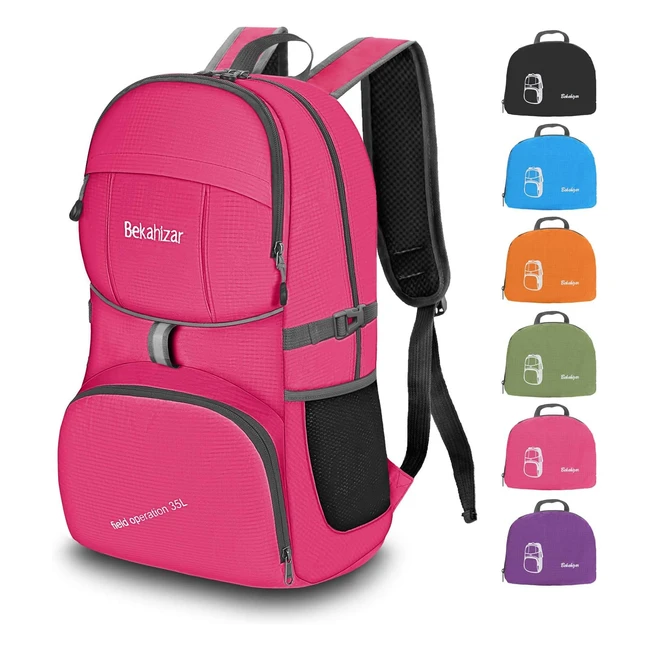 Bekahizar 35L Lightweight Rucksack - Foldable Backpack with 4 Compartments
