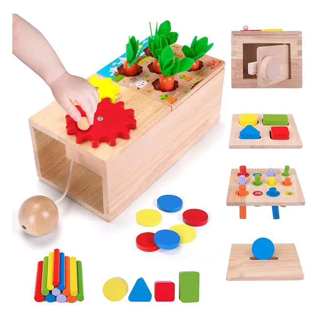 Jouet Montessori 6 en 1 - Jeux Enfant 1-5 ans - Bois - Cadeau d'anniversaire - Pâques - Noël