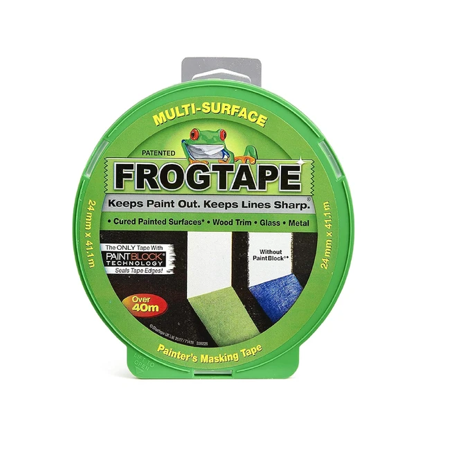 Cinta Adhesiva Frog Tape Verde 24mm x 411m - Lneas Afiladas y Sin Sangrado de 