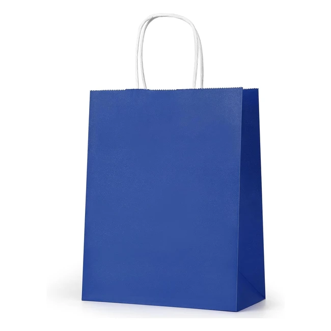 Hausprofi 30pcs Paper Bags Blue 21x15x8cm - Strong Twist Handles - Thicken 130gs