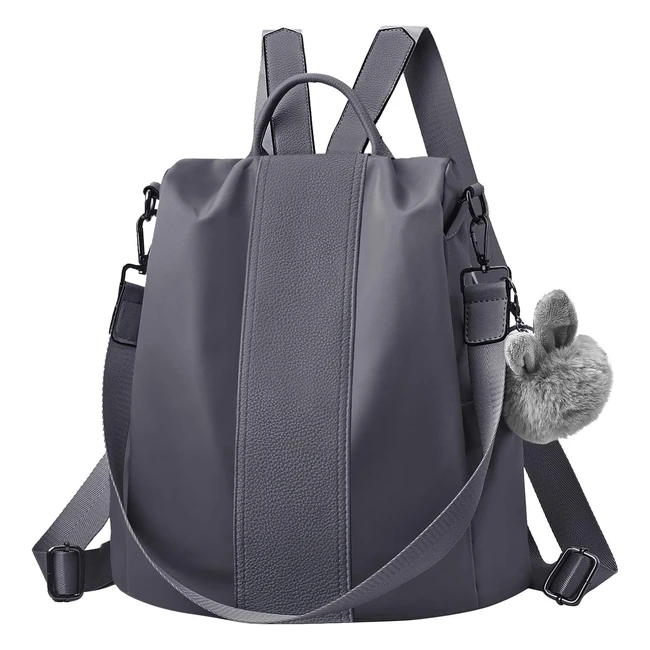 Charmore Women Backpack - Waterproof Nylon School Bags - Dark Gray - Upgraded La