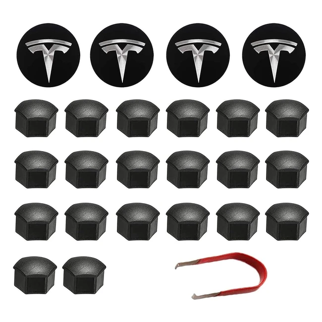 Kit de tapas de tuerca de rueda para Tesla Modelo S X 3 - Negro
