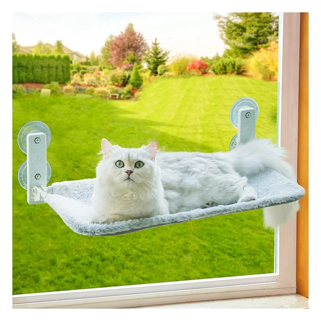 Hamac chat fenêtre pliable MeWoofun avec ventouses stables - Jusqu'à 18kg - Gris