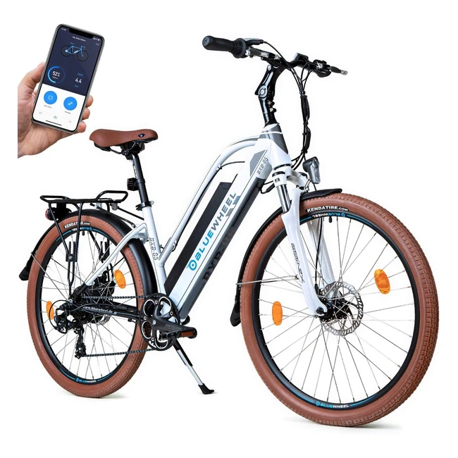 Bluewheel 26 Innovatives City E-Bike - Deutsche Qualitätsmarke - Bis 150 km Reichweite - App - EU-konformes E-Bike - Nabenmotor - Shimano 7 Gänge - 25 km/h