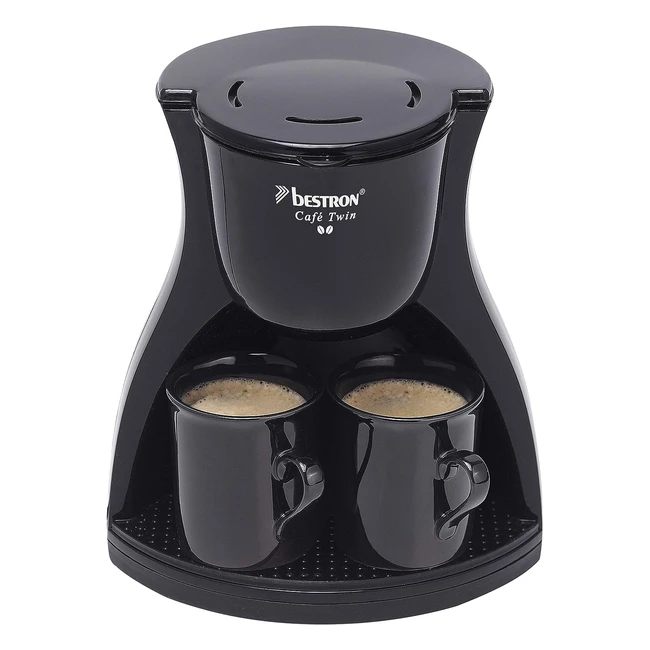 Cafetera Bestron Duo con 2 tazas - Filtro de café molido - 450W - Negro